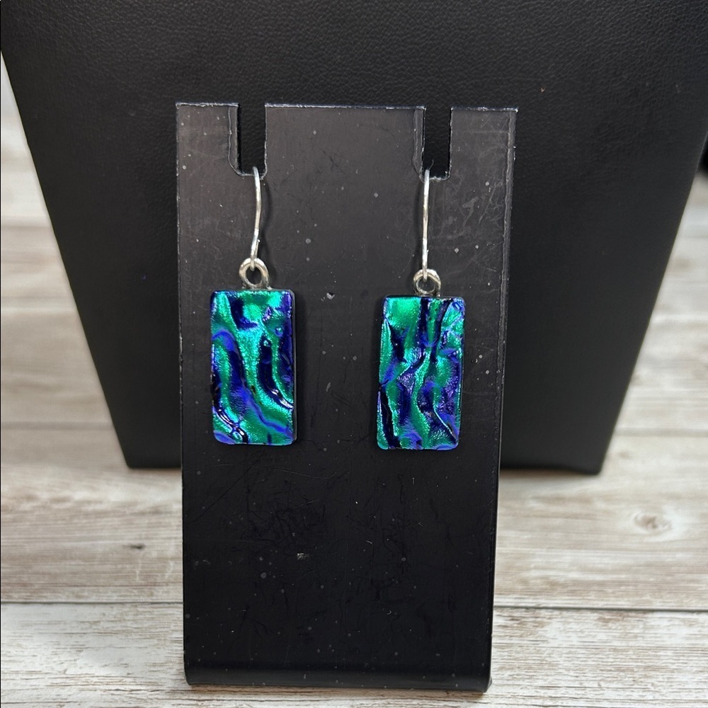 925 Glass Rectangular Earrings